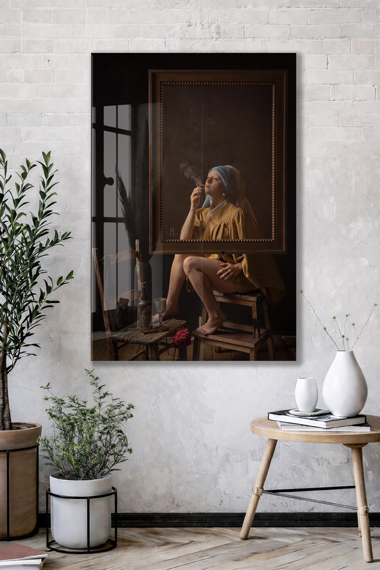 “Bir Nefeslik Düş” – Retro Atmosferli Sanatsal Cam Tablo - Peony067