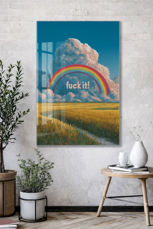 Gökkuşağı ve Bulut Manzaralı Motivasyonel Duvar Tablosu- Peony127