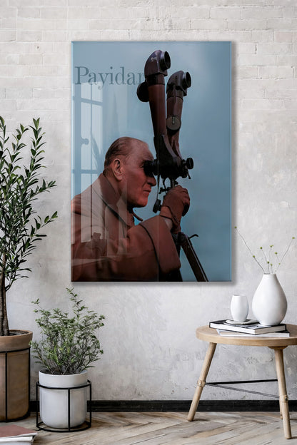 Payidar Atatürk Cam Tablo – İleri Görüş ve Stratejik Liderliği Yansıtan 4 mm Temperli Cam Duvar Dekoru-PeonyAta1012