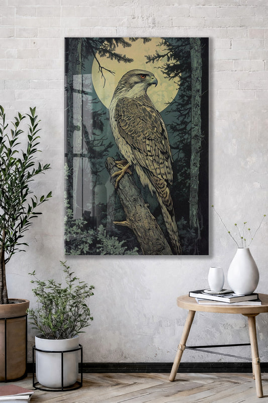 Gece Ormanında Yırtıcı Kuş Poster – Doğa ve Vahşi Yaşam Dekoru - Peony114