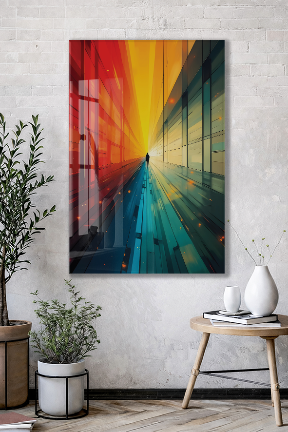 Işığa Doğru – Geleceğe Yürüyüşü Anlatan Modern Cam Tablo - Peony047