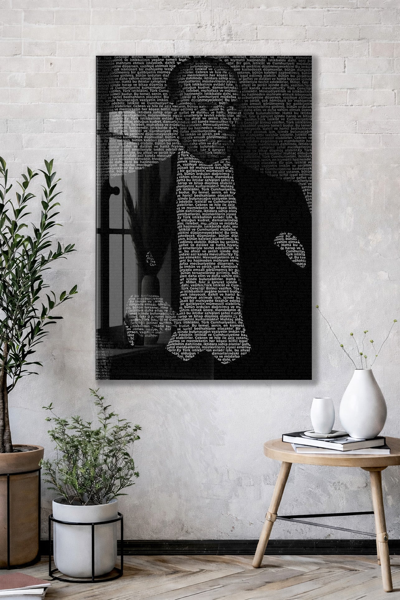 Gençiliğe Hitabe - Silüet Atatürk Cam Tablo | Modern Siyah Tasarım, Anlamlı Atatürk Duvar Dekoru, UV Baskı Temperli Cam Tablo PeonyAta050