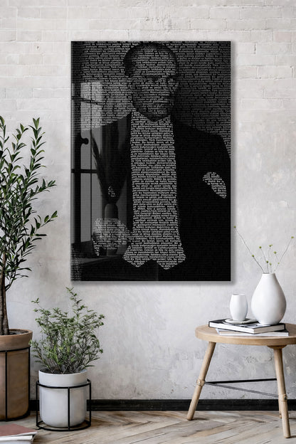 Gençiliğe Hitabe - Silüet Atatürk Cam Tablo | Modern Siyah Tasarım, Anlamlı Atatürk Duvar Dekoru, UV Baskı Temperli Cam Tablo PeonyAta050