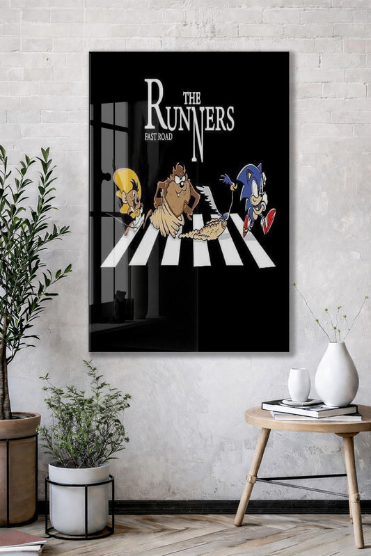 The Runners Crosswalk Konseptli Duvar Dekorasyonu – Mizahi Salon Tablosu- Peony102