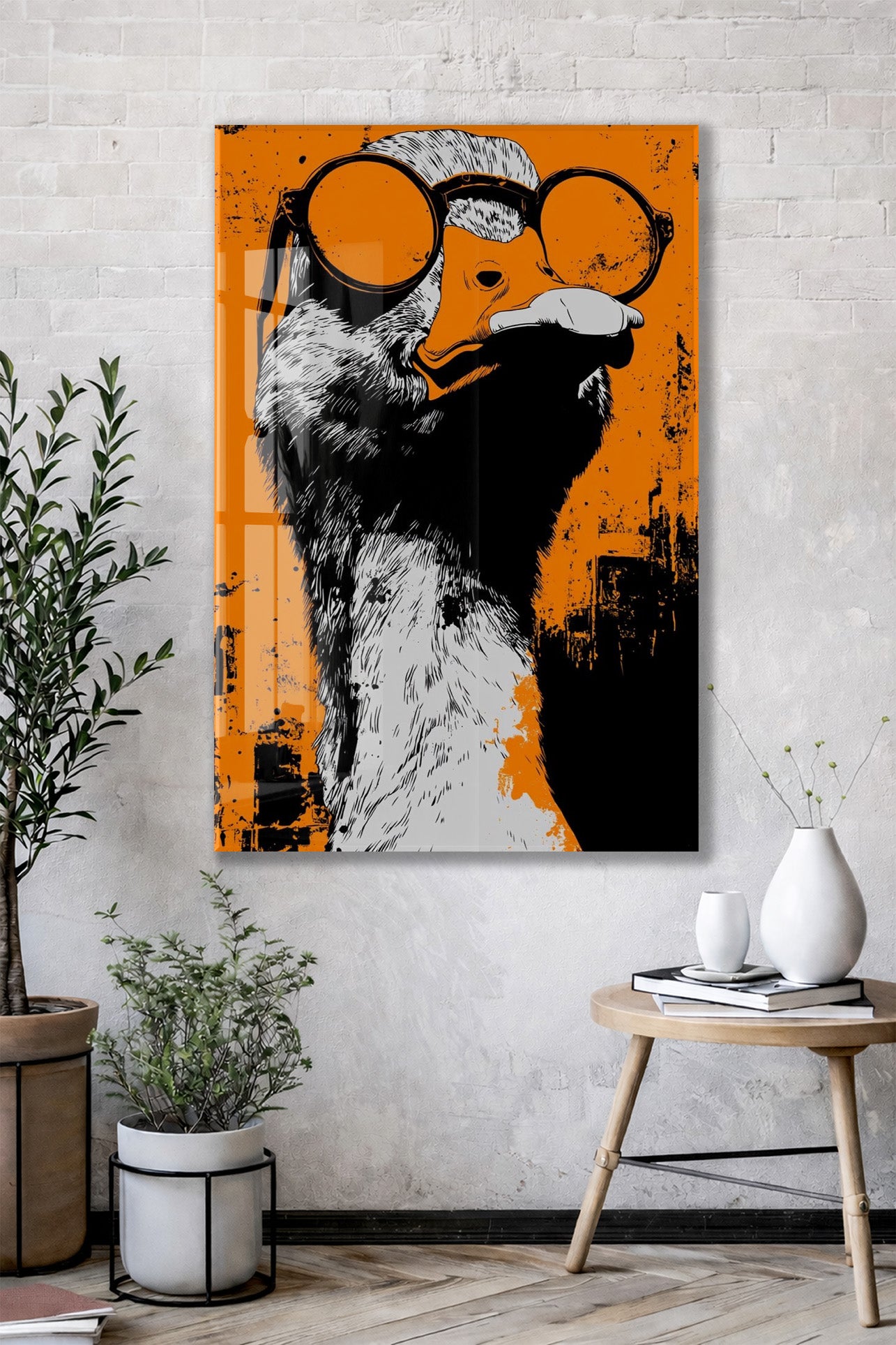 Street Art Tarzı Ördek Cam Tablo – Genç Odası ve Ofis Dekoru - Peony098