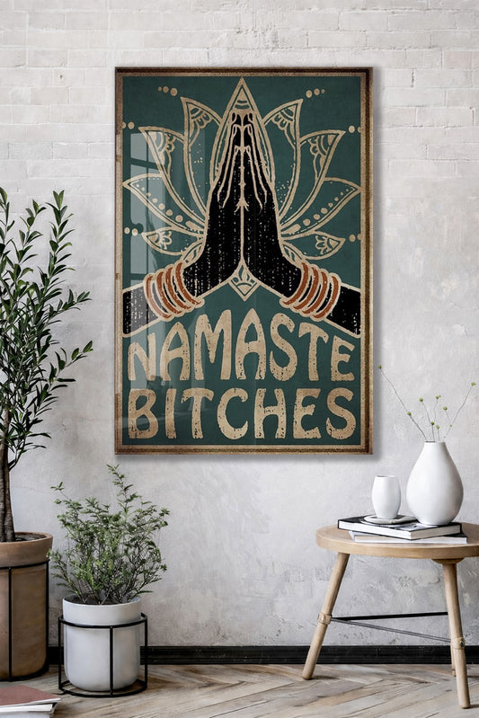 Modern Yoga Duvar Dekoru Cam Tablo – Bohem ve Eğlenceli Stil - Peony096