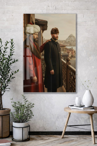 Atatürk Osmanlı’dan Cumhuriyet’e Cam Tablo – Tarihsel Geçiş ve Liderlik Temalı Cam Duvar Tablosu -PeonyAta064