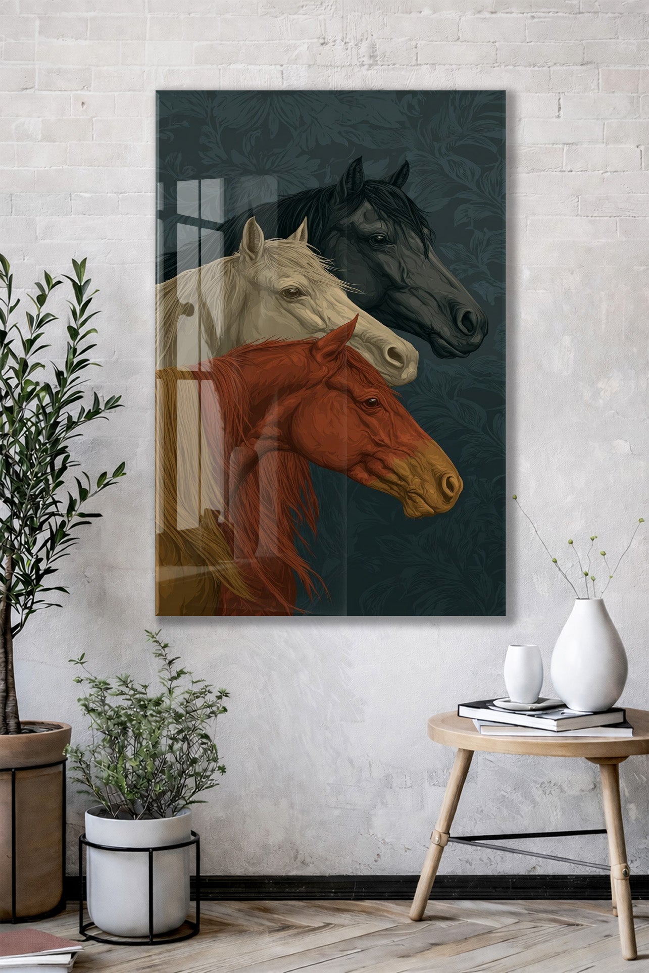 “Üç Ruh, Tek Yön” – Asaletin Atları Cam Tablo  - Peony070