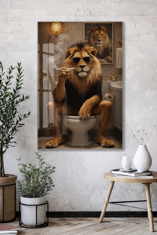 Cool Aslan Cam Tablo – Maskülen ve Eğlenceli Modern Duvar Sanatı- Peony086