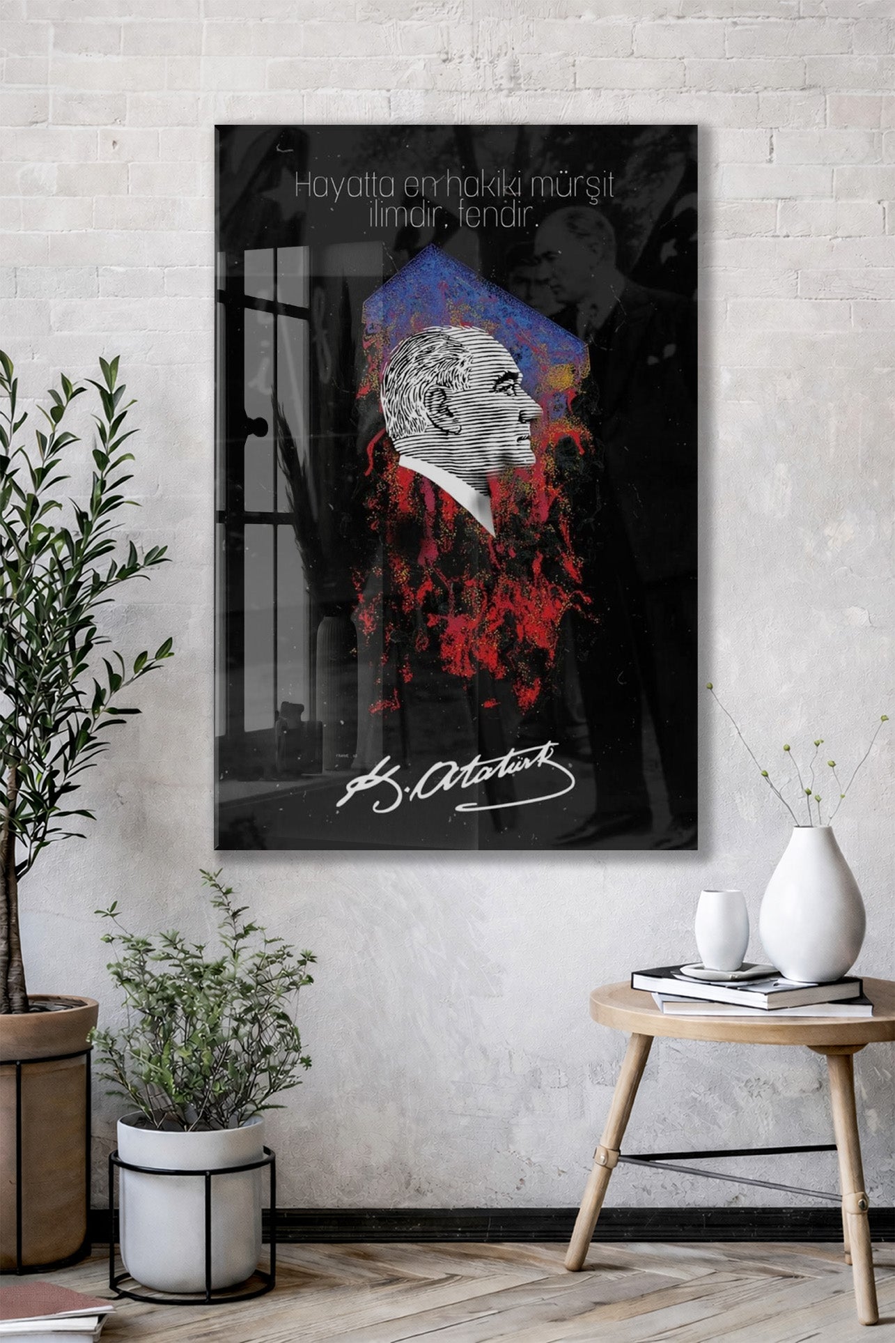 Mustafa Kemal Atatürk – “Hayatta En Hakiki Mürşit İlimdir” Cam Tablo -PeonyAta077