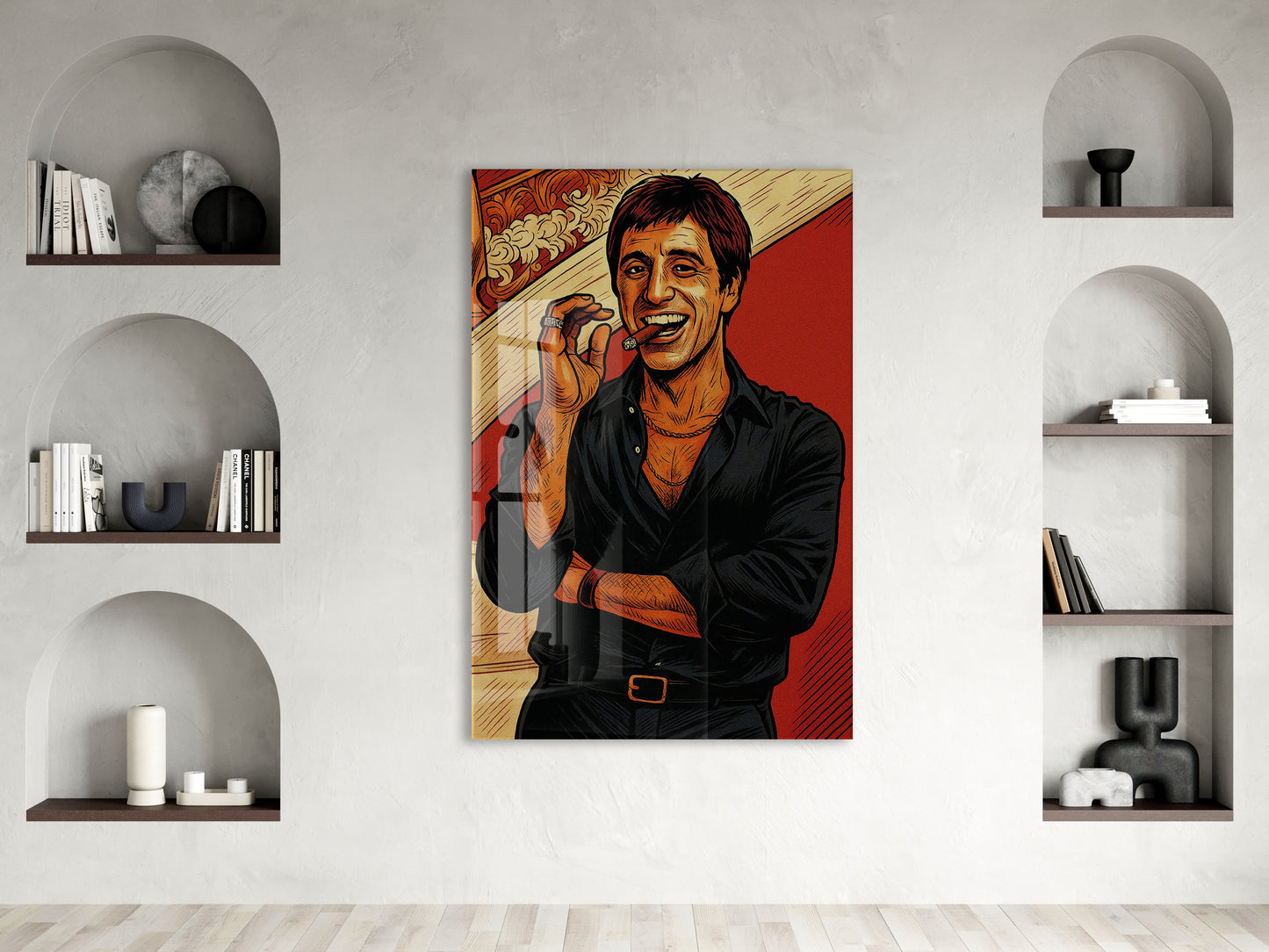 Tony Montana Cigar Art – Gangster Film Temalı Cam Tablo - Peony112