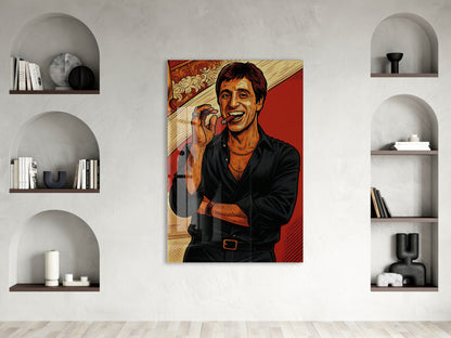 Tony Montana Cigar Art – Gangster Film Temalı Cam Tablo - Peony112