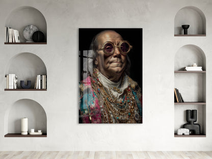 Barok Tarzı Modern Portre Cam Tablo – Altın Detaylı Sanatsal Duvar Tablosu - Peony089