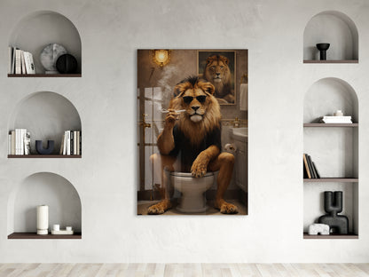 Cool Aslan Cam Tablo – Maskülen ve Eğlenceli Modern Duvar Sanatı- Peony086