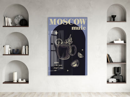 Moscow Mule Kokteyl Cam Tablo | Modern Mutfak ve Bar Dekoru UV Baskılı Temperli Cam - Peony143