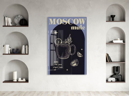 Moscow Mule Kokteyl Cam Tablo | Modern Mutfak ve Bar Dekoru UV Baskılı Temperli Cam - Peony143