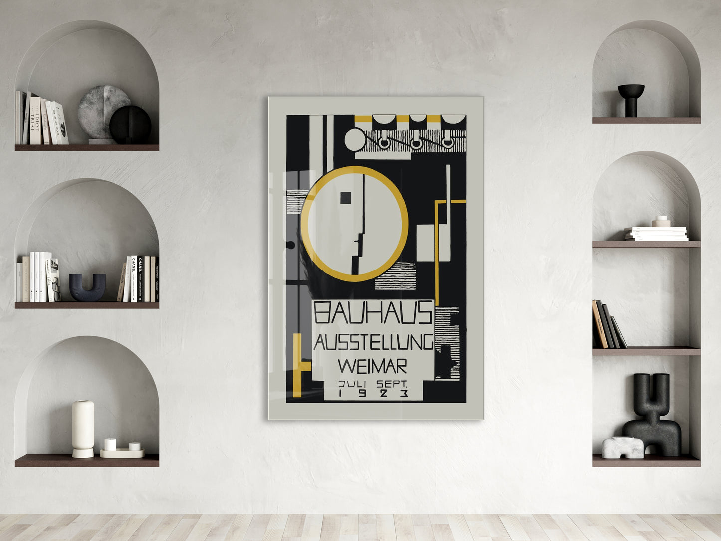 Bauhaus Tarzı Geometrik Cam Tablo | Minimalist Modern UV Baskılı Temperli Cam Duvar Dekoru - Peony162