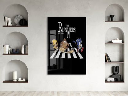 The Runners Crosswalk Konseptli Duvar Dekorasyonu – Mizahi Salon Tablosu- Peony102