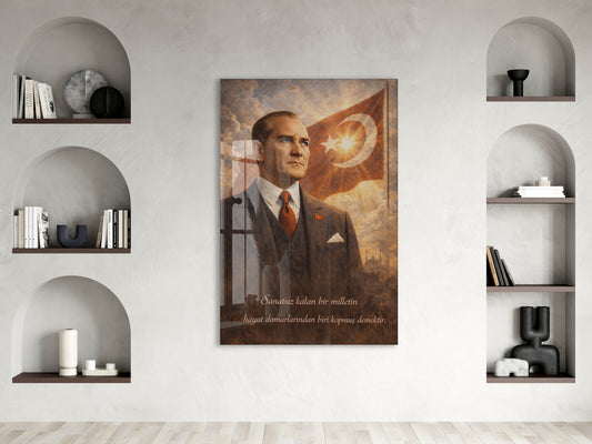 Mustafa Kemal Atatürk Cam Tablo- PeonyAta011