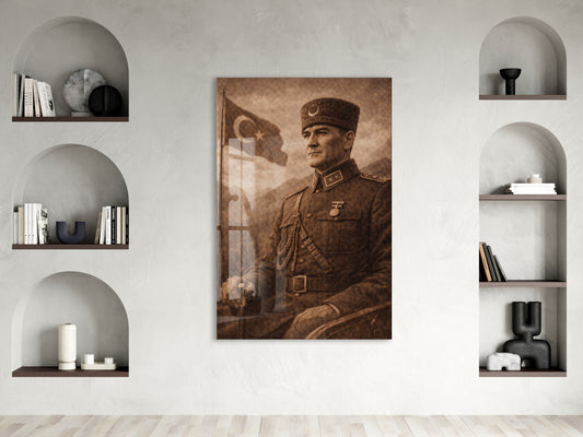 Mustafa Kemal Atatürk Cam Tablo - PeonyAta033