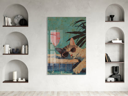 Cool Kedi İllüstrasyonu – Genç Odası ve Salon Dekoru - Peony125