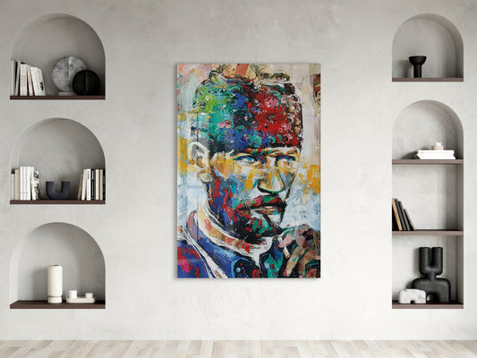 Sanatsal Mustafa Kemal Atatürk Portresi Cam Tablo | Modern UV Baskılı Temperli Cam -PeonyAta1329