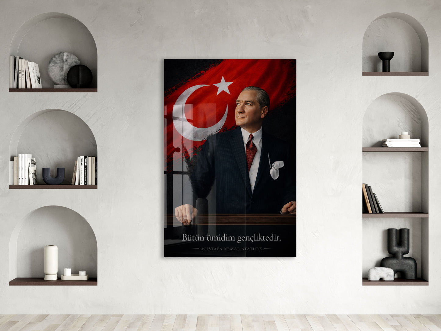 Mustafa Kemal Atatürk  | Modern Cam Tablo-PeonyAta088