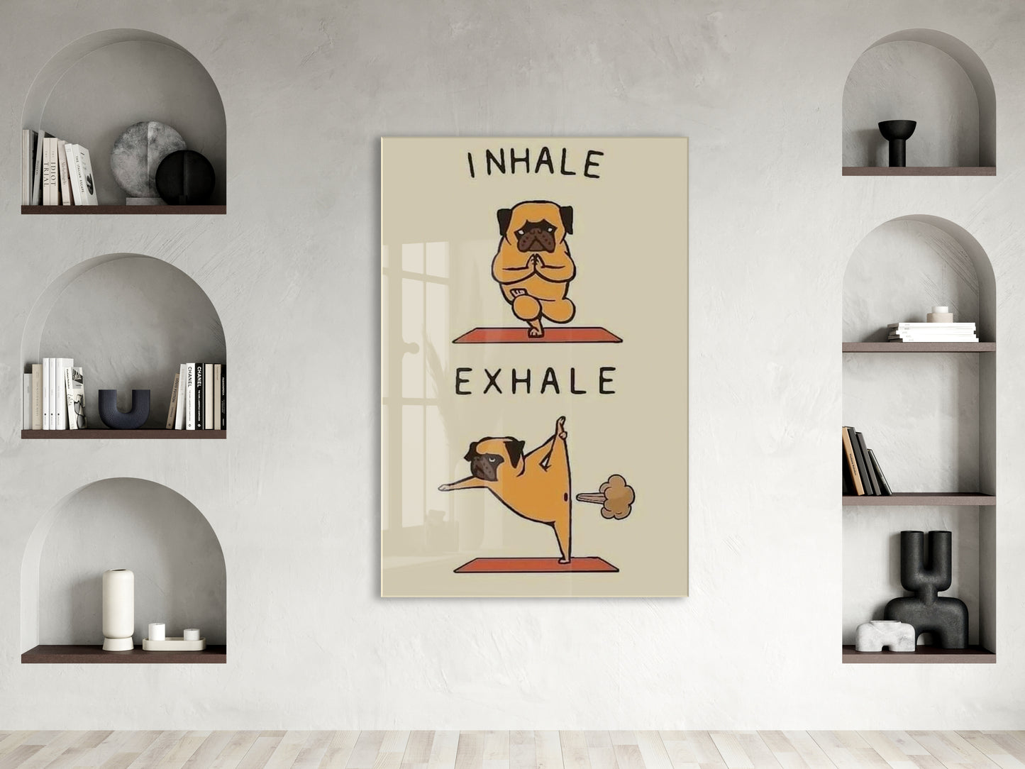Yoga Yapan Pug Cam Tablo – Mizahi ve Eğlenceli Duvar Dekoru - Peony095