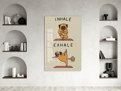 Yoga Yapan Pug Cam Tablo – Mizahi ve Eğlenceli Duvar Dekoru - Peony095