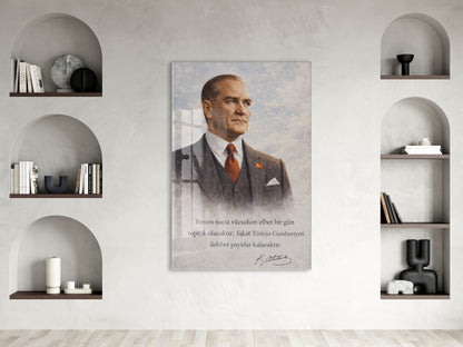 Mustafa Kemal Atatürk Cam Tablo - PeonyAta021