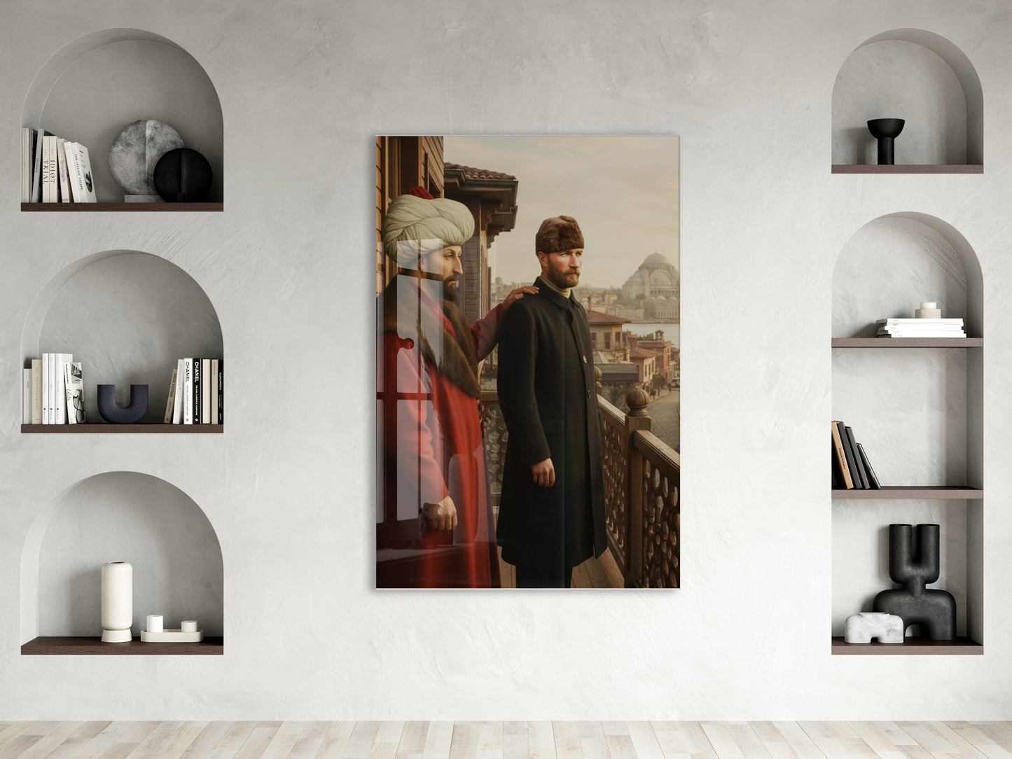 Atatürk Osmanlı’dan Cumhuriyet’e Cam Tablo – Tarihsel Geçiş ve Liderlik Temalı Cam Duvar Tablosu -PeonyAta064