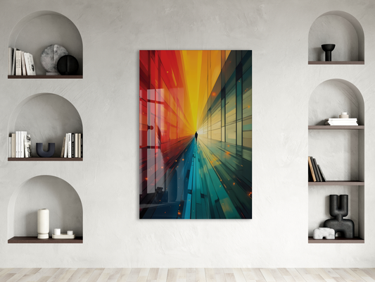 Işığa Doğru – Geleceğe Yürüyüşü Anlatan Modern Cam Tablo - Peony047