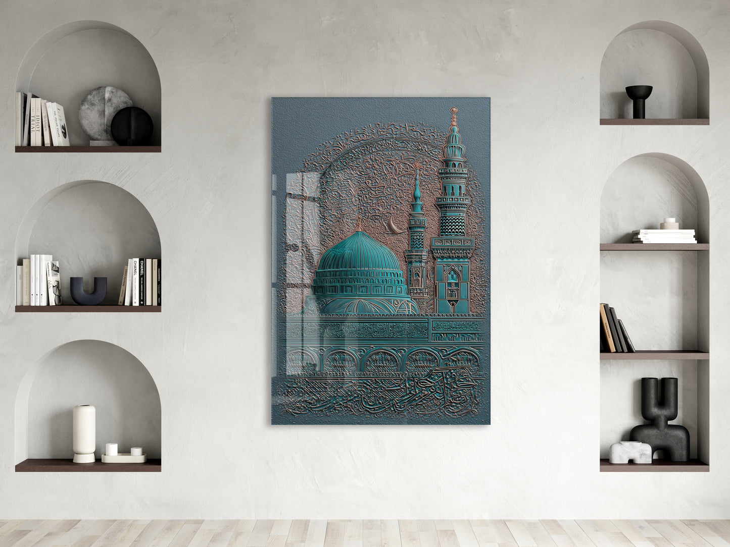 Mescid-i Nebevî ve Salavat Hat Sanatı | Manevî Medine Cam Tablo - PeonyDini120