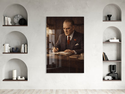 Mustafa Kemal Atatürk Cam Tablo - PeonyAta025