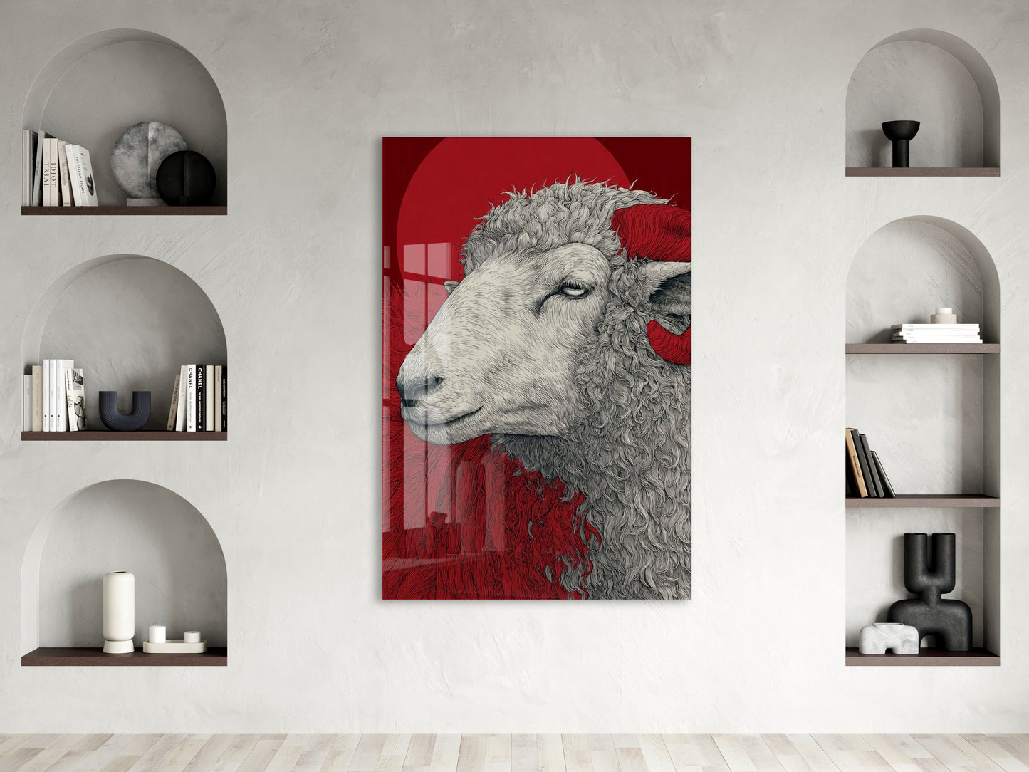 Lider Ruhlu Koç Cam Tablo – Modern Sanat Tarzı Kırmızı Duvar Dekoru - Peony078