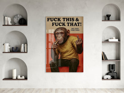 Underground Tarz Maymun Cam Tablo – Genç Odası ve Bar Dekoru - Peony093