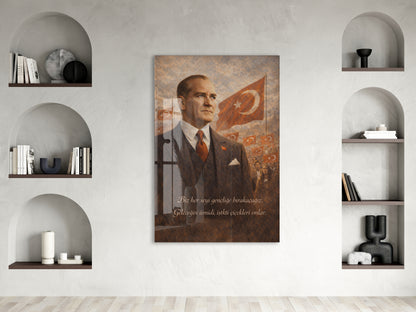 Mustafa Kemal Atatürk Cam Tablo - PeonyAta012