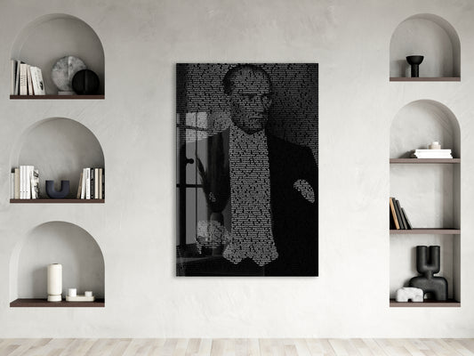 Gençiliğe Hitabe - Silüet Atatürk Cam Tablo | Modern Siyah Tasarım, Anlamlı Atatürk Duvar Dekoru, UV Baskı Temperli Cam Tablo PeonyAta050