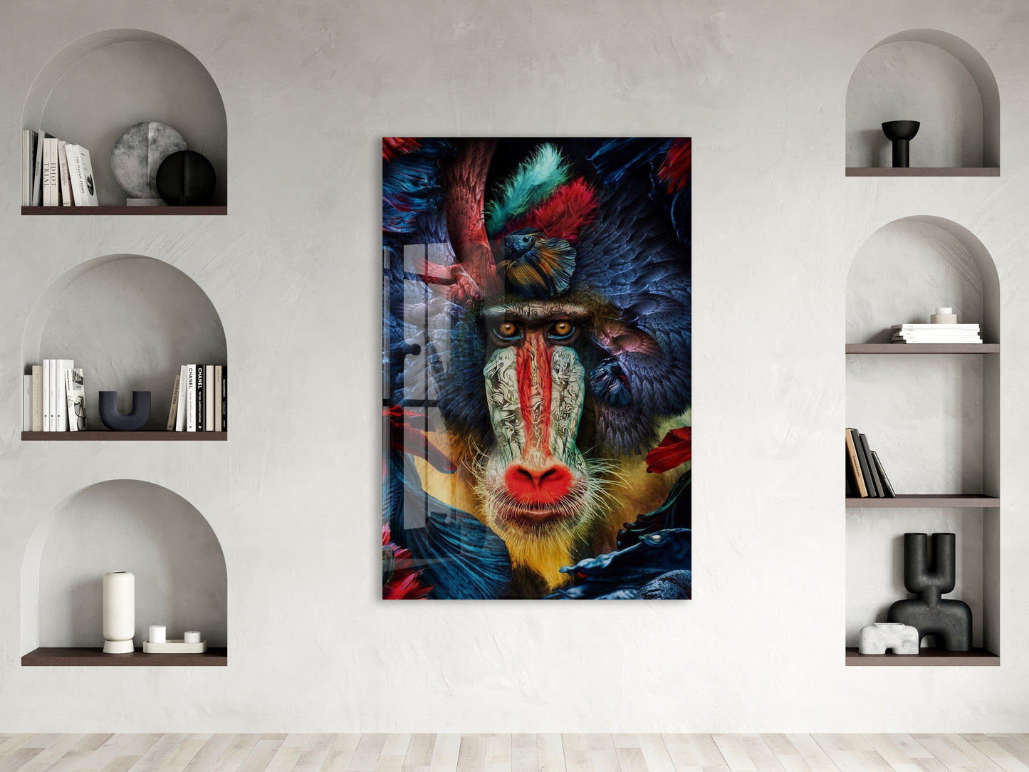 Etnik Desenli Maymun Portresi – Modern Dekoratif Tablo - Peony122