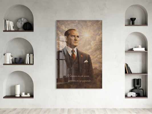 Mustafa Kemal Atatürk Cam Tablo - PeonyAta016