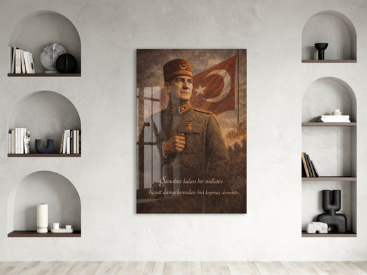 Mustafa Kemal Atatürk Cam Tablo- PeonyAta010