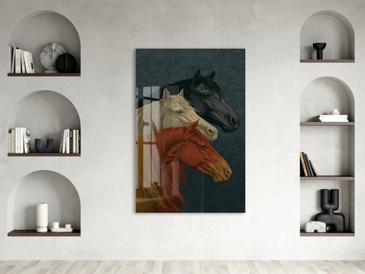 “Üç Ruh, Tek Yön” – Asaletin Atları Cam Tablo  - Peony070