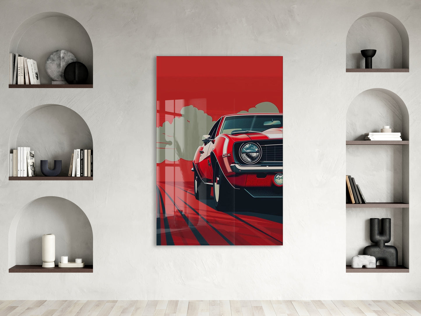 Klasik Amerikan Otomobili – Minimalist Pop Art  Cam Tablo- Peony140