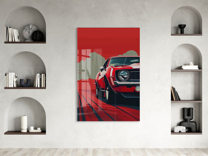 Klasik Amerikan Otomobili – Minimalist Pop Art  Cam Tablo- Peony140