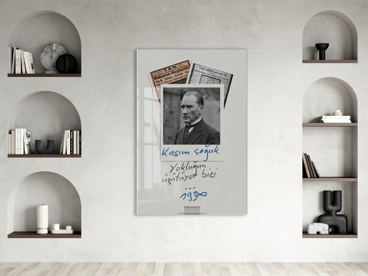 Mustafa Kemal Atatürk 10 Kasım Anma Cam Tablo – Kasım Soğuk Yokluğun Isıtıyor Bizi Tasarım Duvar Dekoru -PeonyAta075