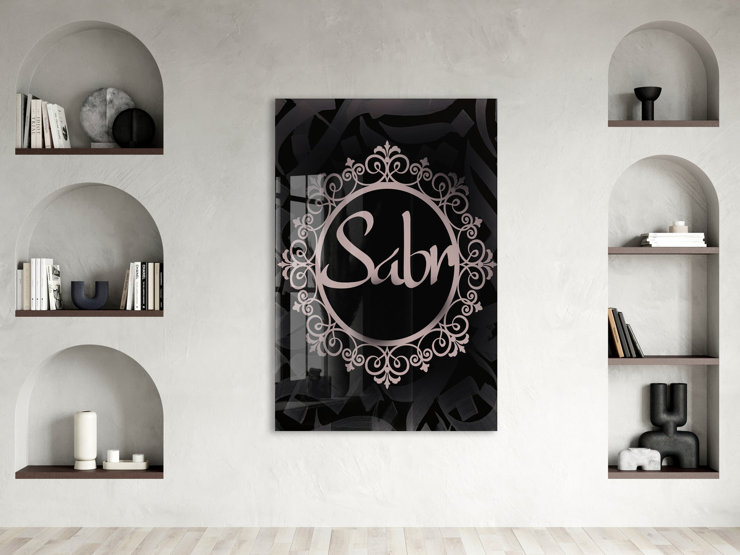 Sabır Yazılı İslami Cam Tablo- PeonyDini052