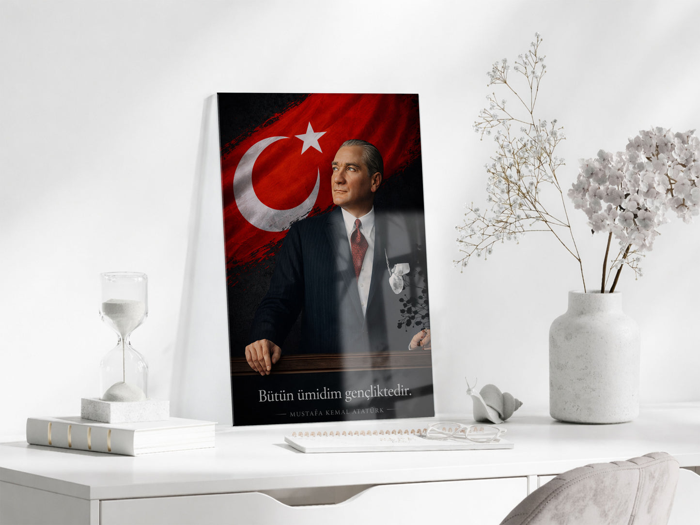 Mustafa Kemal Atatürk  | Modern Cam Tablo-PeonyAta088