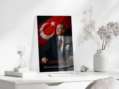 Mustafa Kemal Atatürk  | Modern Cam Tablo-PeonyAta088