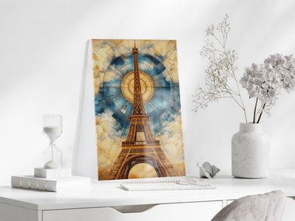 Modern Eiffel Kulesi Cam Tablo – Paris Temalı Sanatsal UV Baskılı Temperli Cam Duvar Dekoru - Peony044