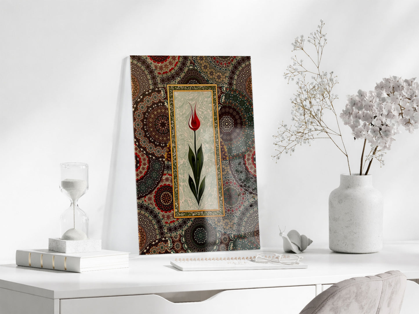Osmanlı Lale Tablosu – Geleneksel Desenli Dekoratif Duvar Sanatı - PeonyDini205